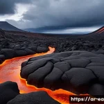 지구과학과 화산 폭발 - **Prompt 1: The Birth of Basalt**
    "A stunning close-up shot of freshly solidified basalt rock fo...